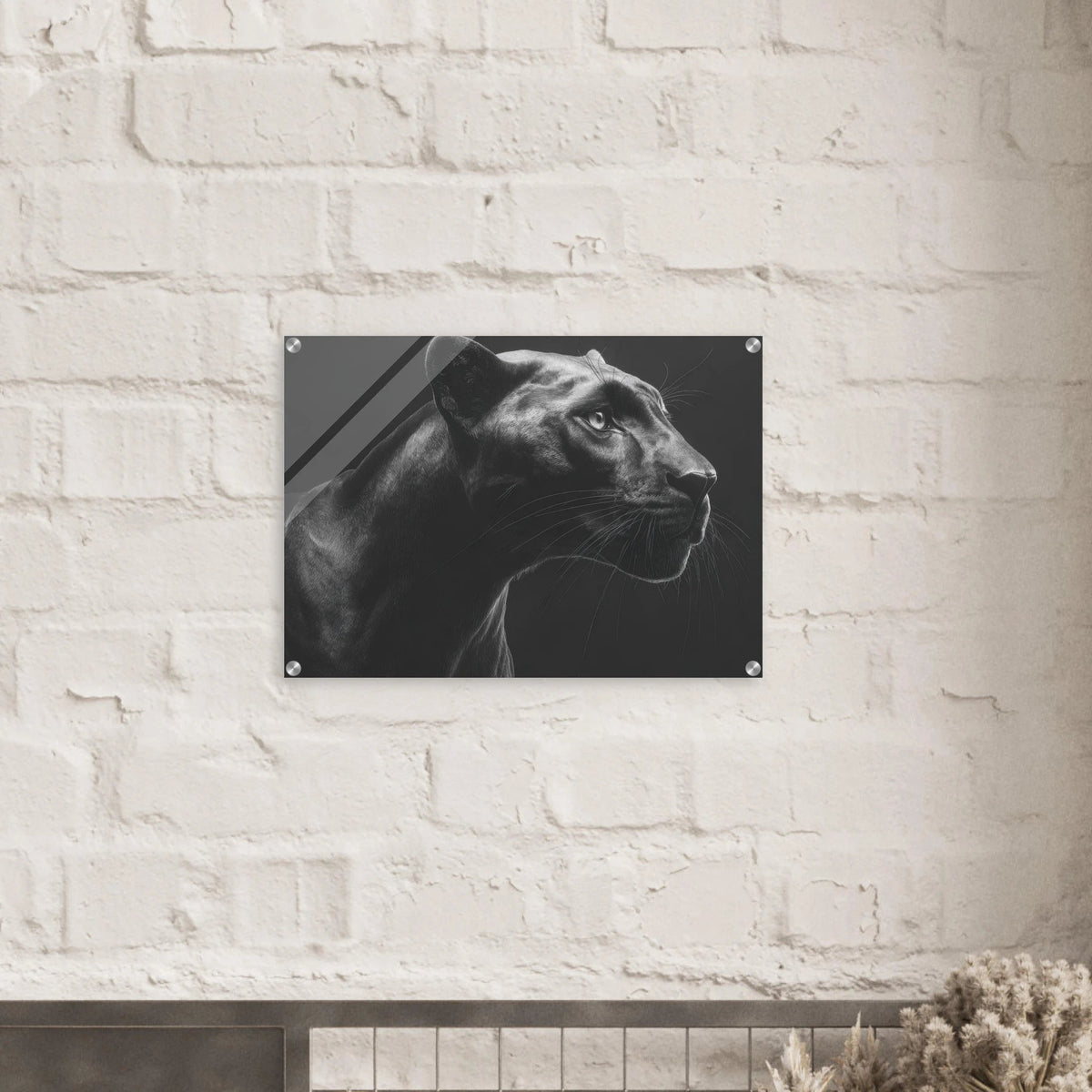 Panther Head in Monochrome Side Profile 1 - Shop Ai Art WebShop - Digital Art online Store