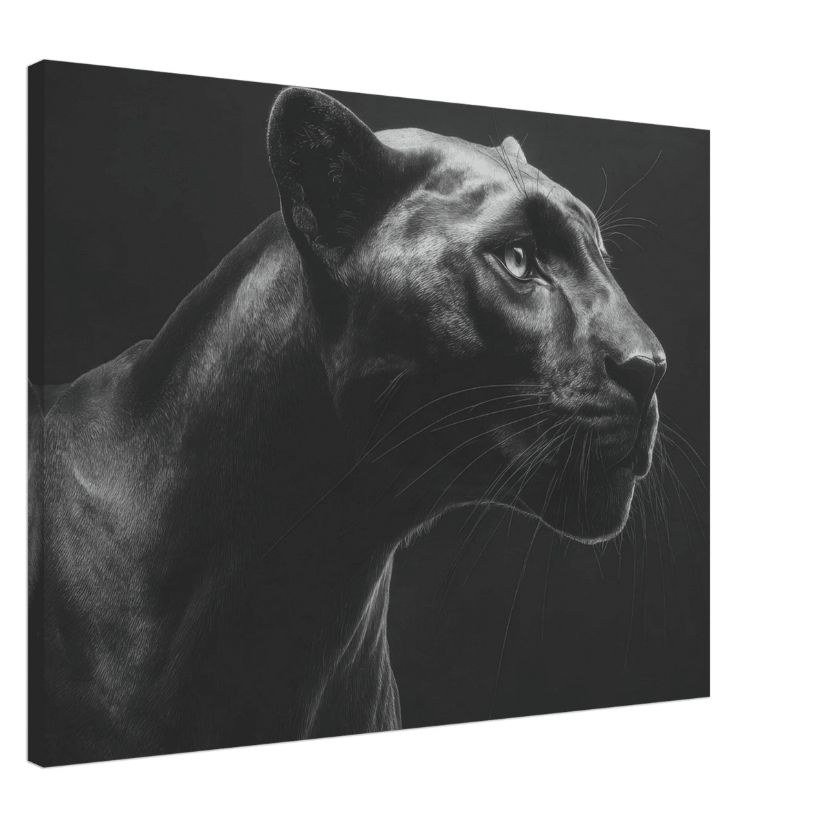 Panther Head in Monochrome Side Profile 1 - Shop Ai Art WebShop - Digital Art online Store