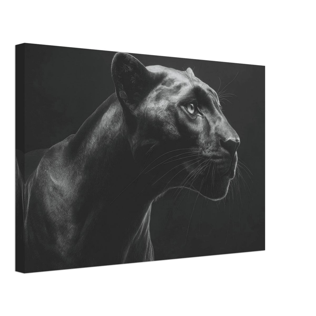 Panther Head in Monochrome Side Profile 1 - Shop Ai Art WebShop - Digital Art online Store