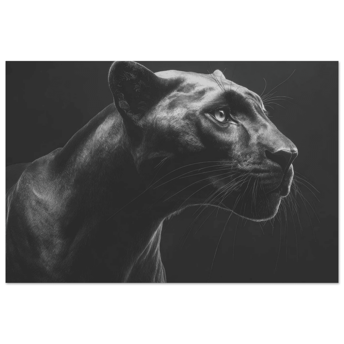Panther Head in Monochrome Side Profile 1 - Shop Ai Art WebShop - Digital Art online Store