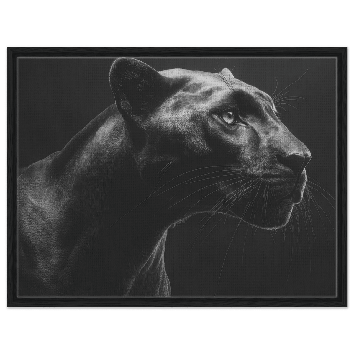 Panther Head in Monochrome Side Profile 1 - Shop Ai Art WebShop - Digital Art online Store