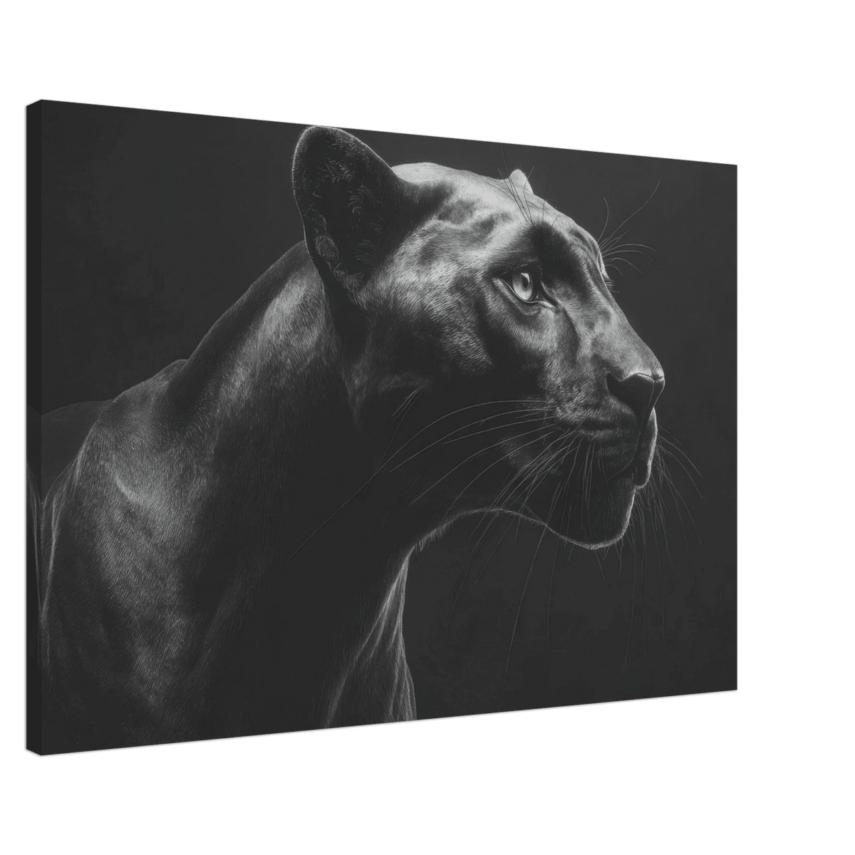 Panther Head in Monochrome Side Profile 1 - Shop Ai Art WebShop - Digital Art online Store