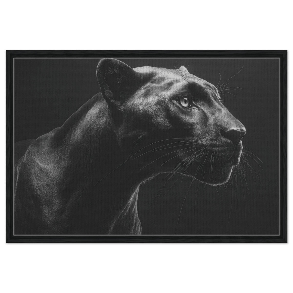 Panther Head in Monochrome Side Profile 1 - Shop Ai Art WebShop - Digital Art online Store