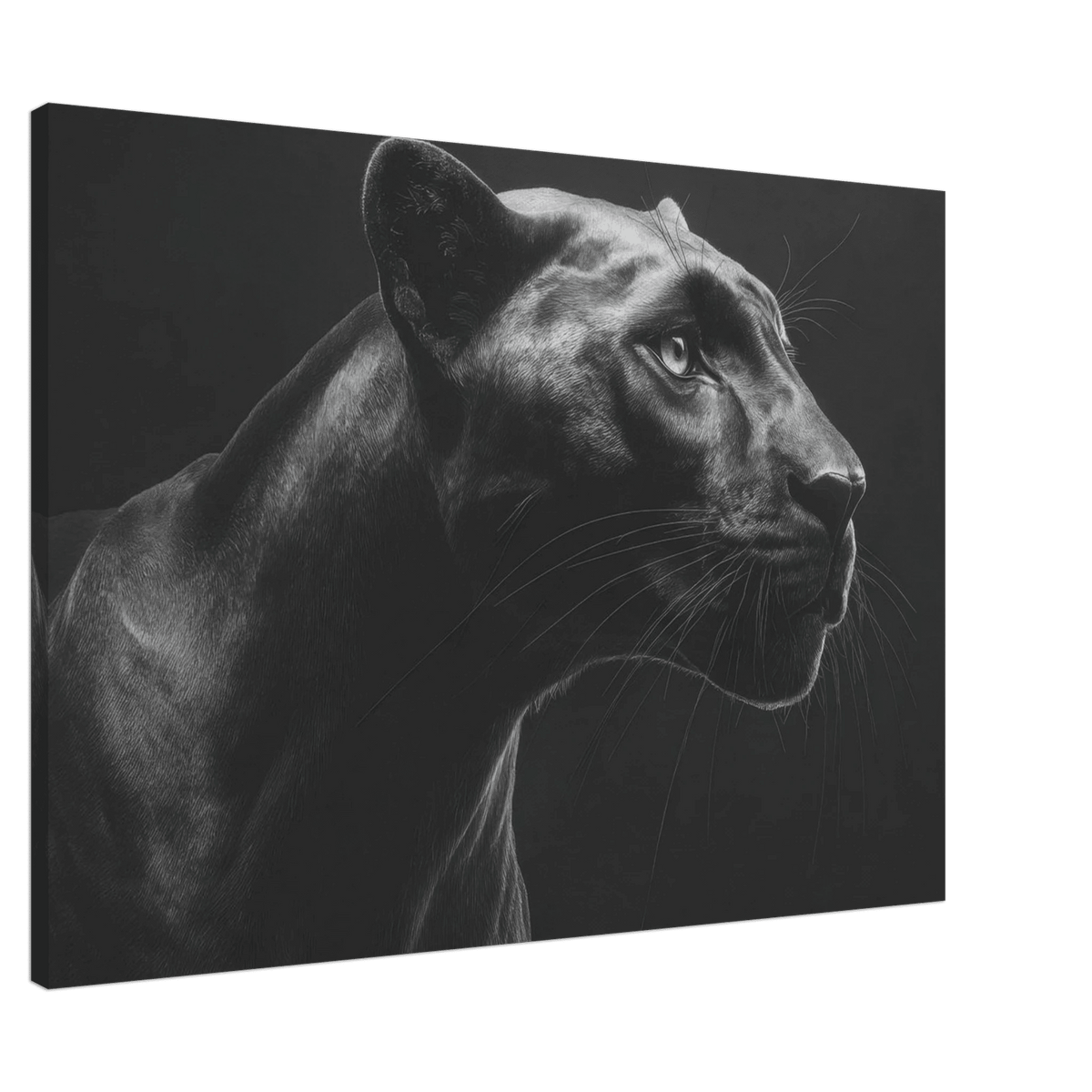 Panther Head in Monochrome Side Profile 1 - Shop Ai Art WebShop - Digital Art online Store
