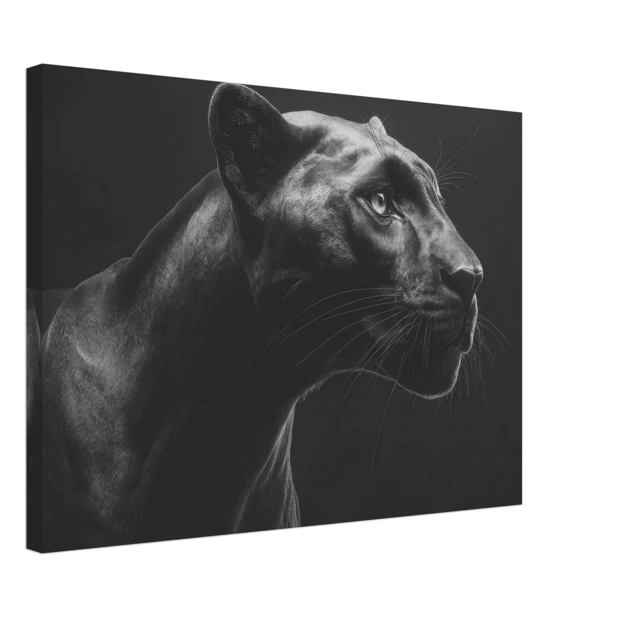 Panther Head in Monochrome Side Profile 1 - Shop Ai Art WebShop - Digital Art online Store