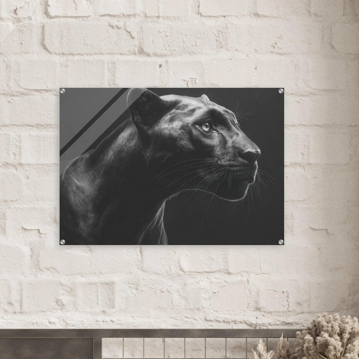 Panther Head in Monochrome Side Profile 1 - Shop Ai Art WebShop - Digital Art online Store