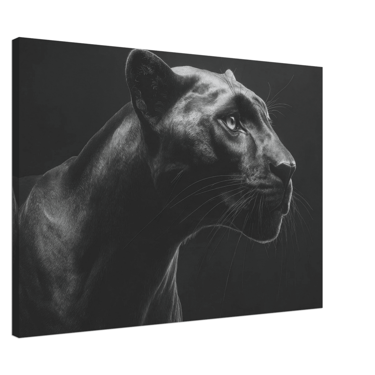 Panther Head in Monochrome Side Profile 1 - Shop Ai Art WebShop - Digital Art online Store
