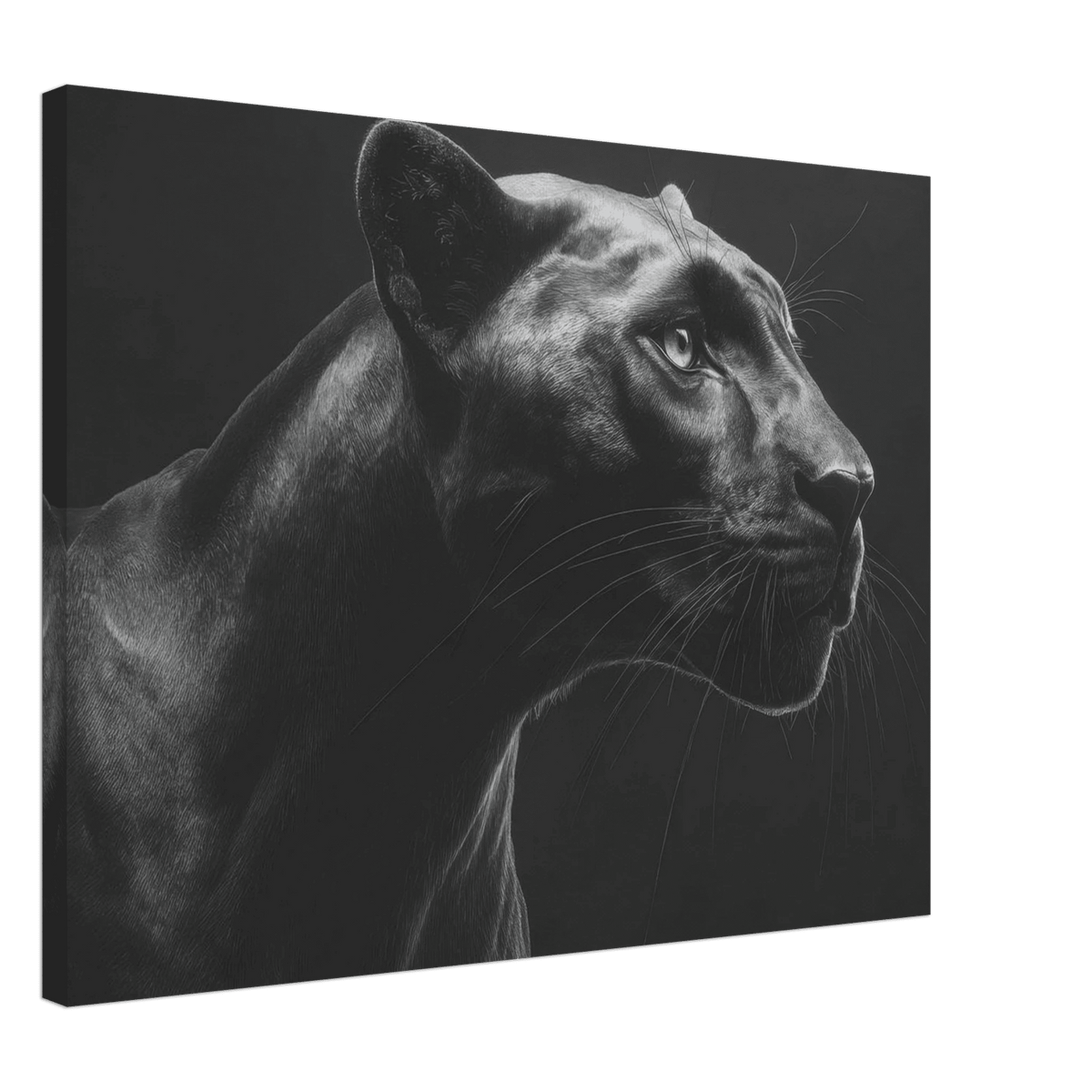 Panther Head in Monochrome Side Profile 1 - Shop Ai Art WebShop - Digital Art online Store