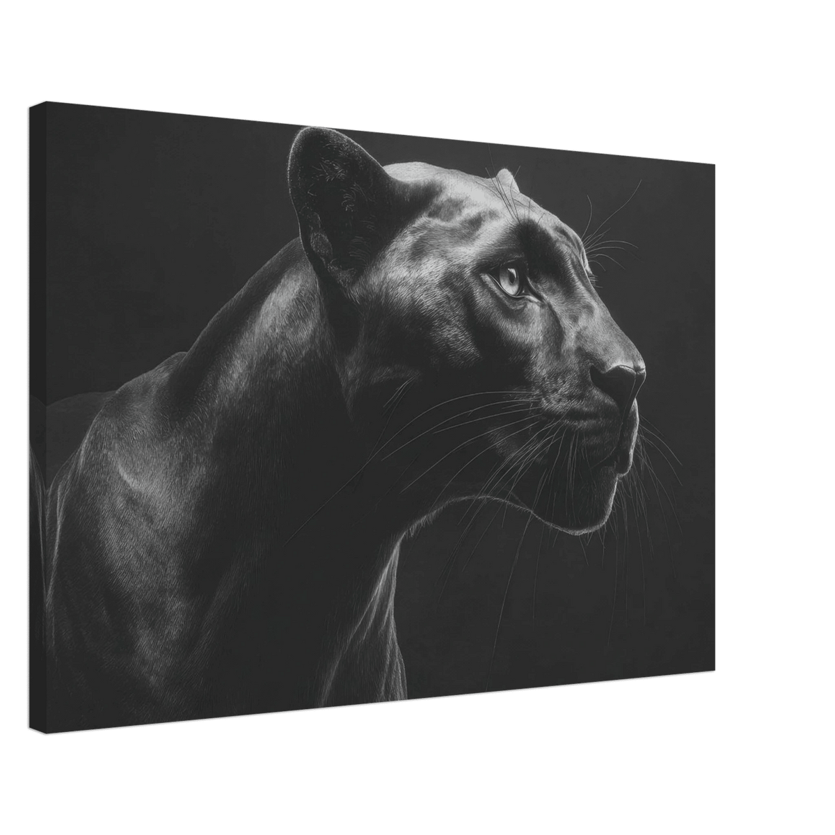 Panther Head in Monochrome Side Profile 1 - Shop Ai Art WebShop - Digital Art online Store