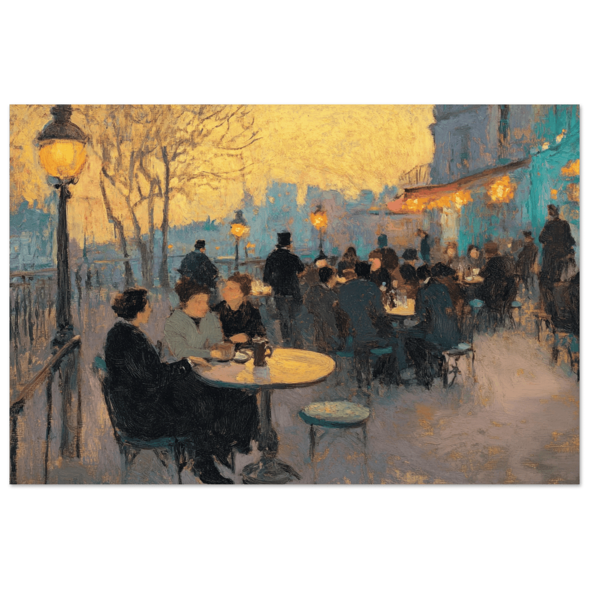 Parisian Cafe at Twilight A bustling cafe tears 2 - Shop Ai Art WebShop - Digital Art online Store