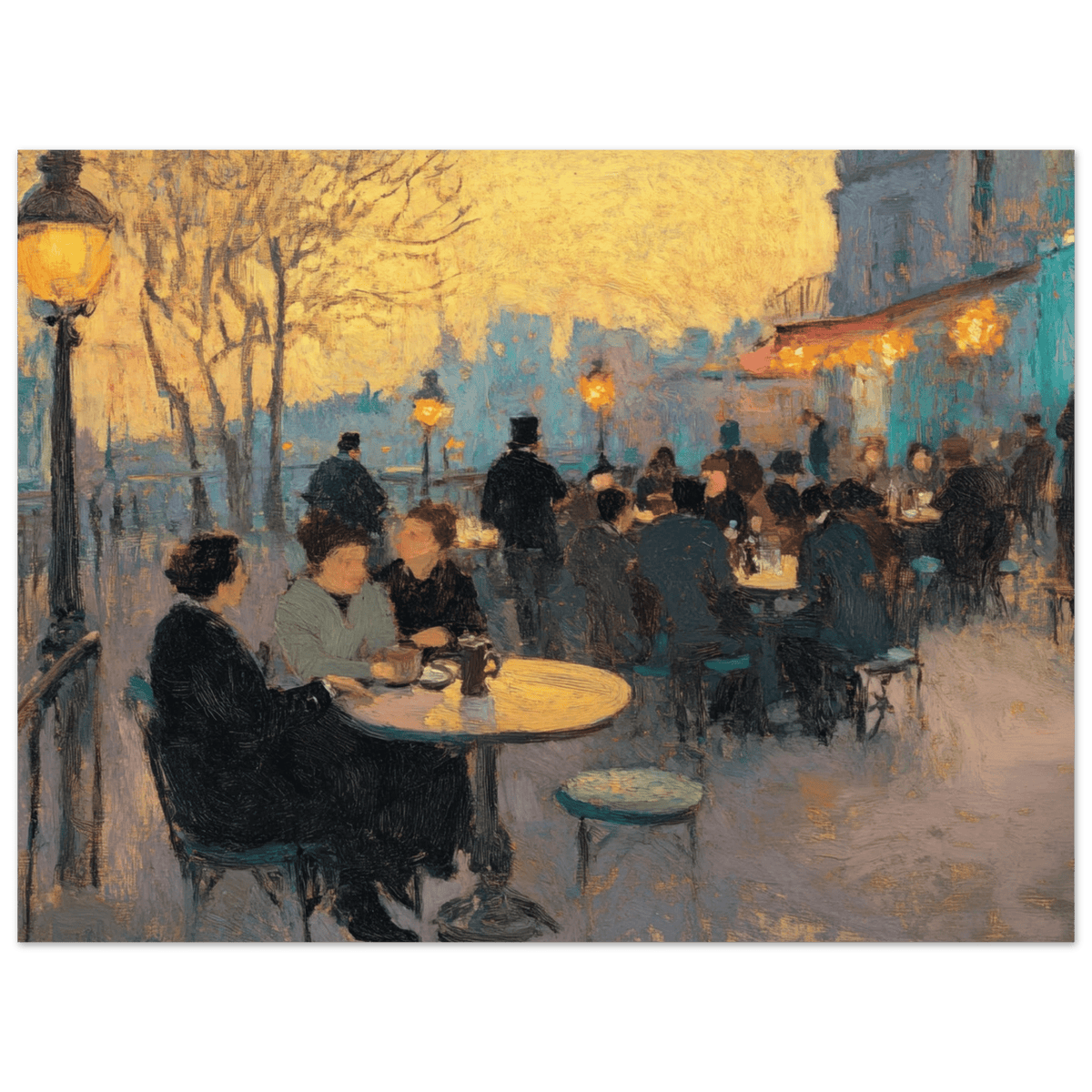 Parisian Cafe at Twilight A bustling cafe tears 2 - Shop Ai Art WebShop - Digital Art online Store