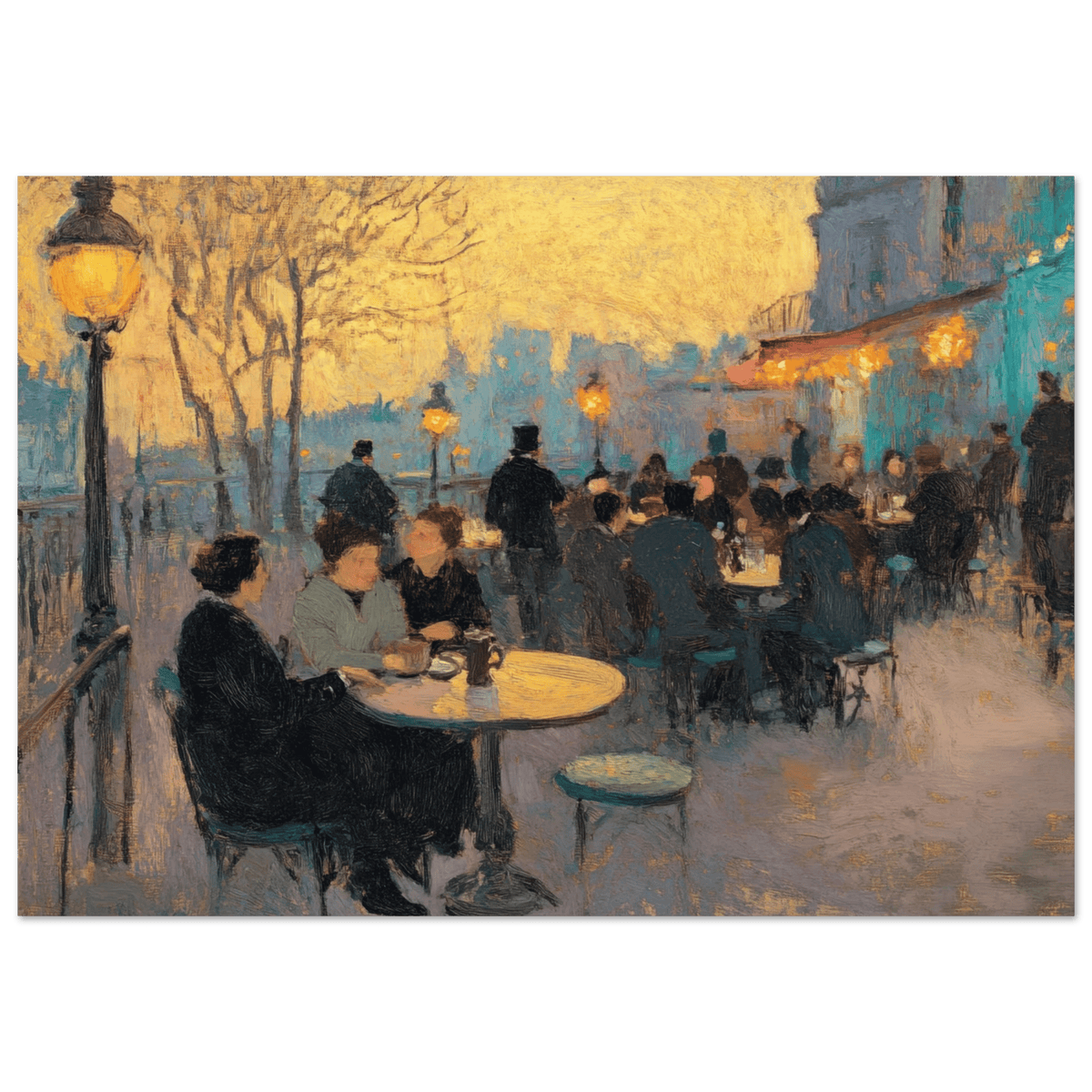 Parisian Cafe at Twilight A bustling cafe tears 2 - Shop Ai Art WebShop - Digital Art online Store