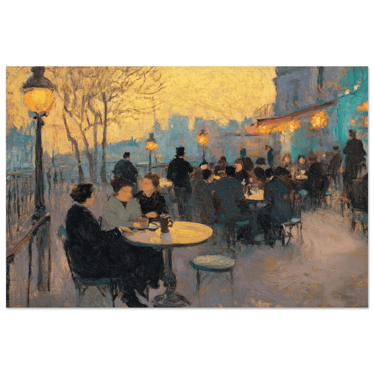 Parisian Cafe at Twilight A bustling cafe tears 2 - Shop Ai Art WebShop - Digital Art online Store
