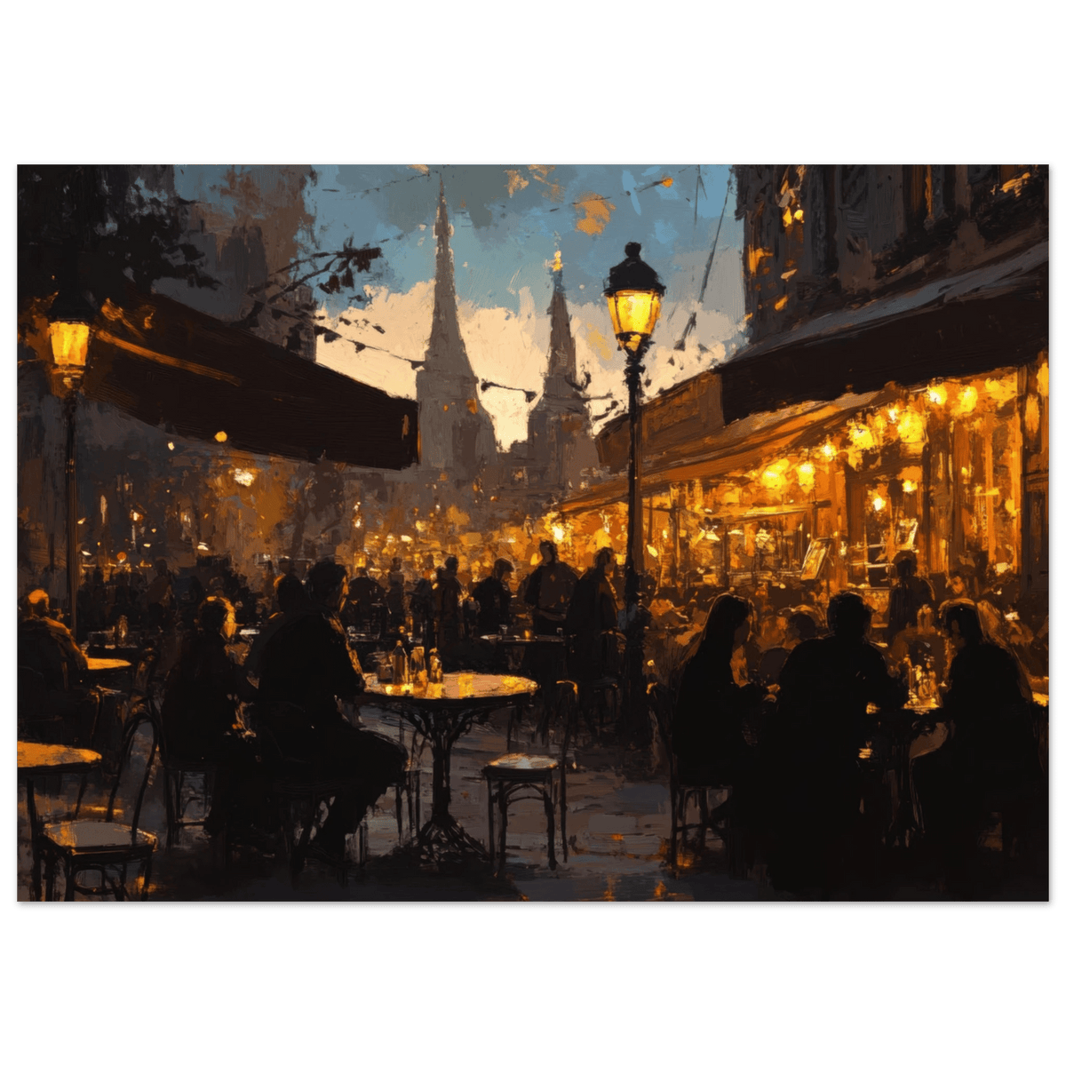 Parisian Cafe at Twilight A bustling cafe tears - Shop Ai Art WebShop - Digital Art online Store