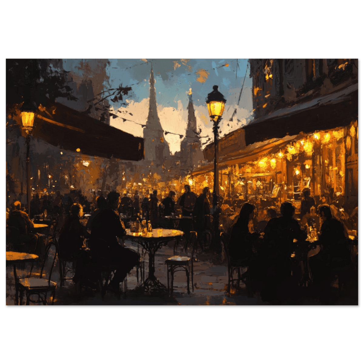 Parisian Cafe at Twilight A bustling cafe tears - Shop Ai Art WebShop - Digital Art online Store