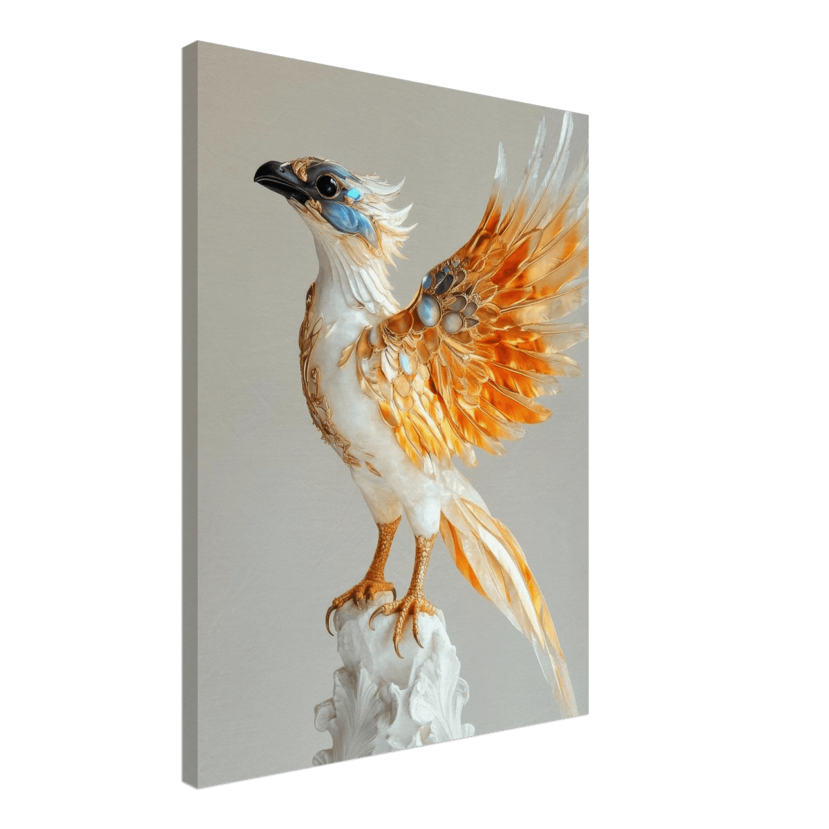 Photorealistic hybrid bird with gilded feathers - Shop Ai Art WebShop - Digital Art online Store