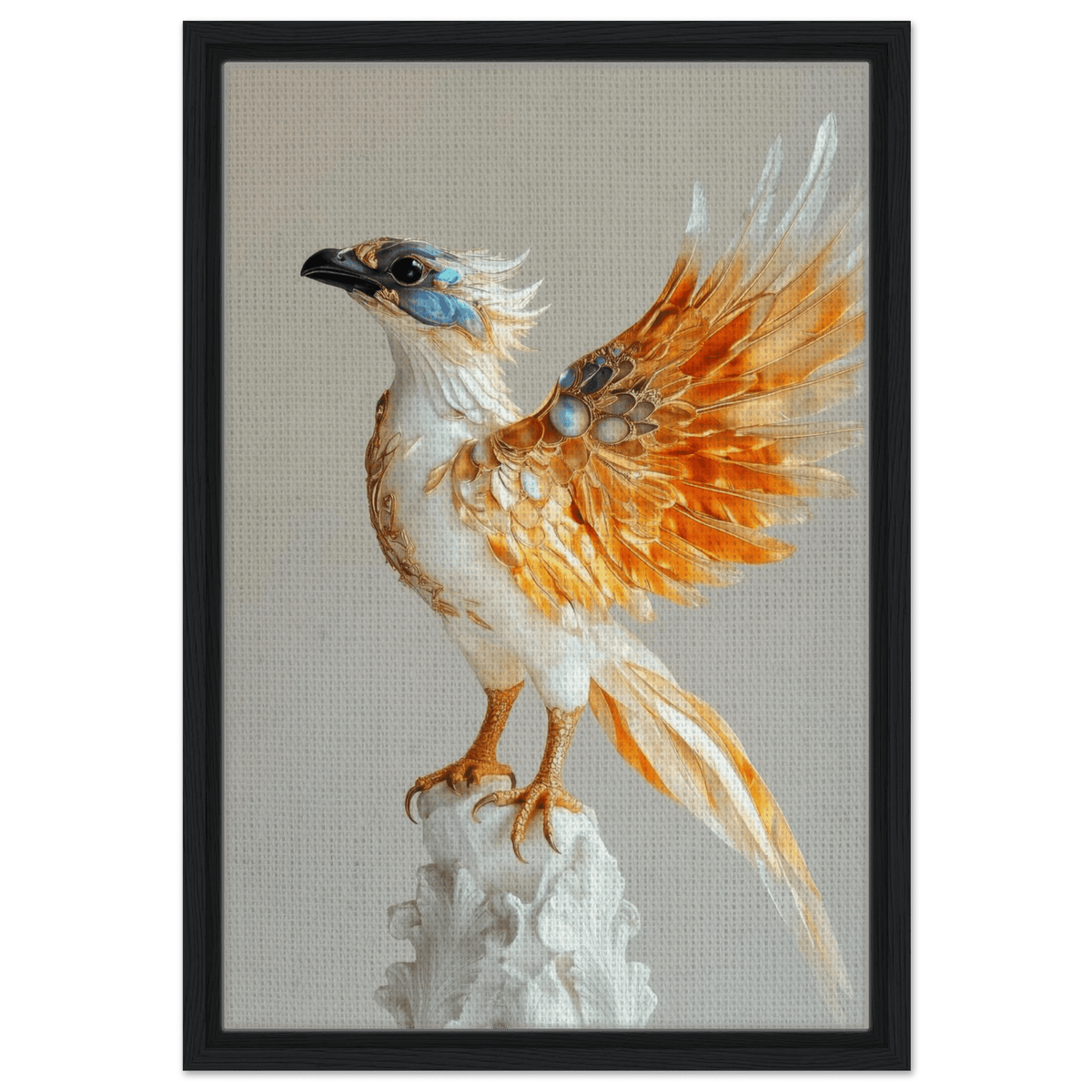 Photorealistic hybrid bird with gilded feathers - Shop Ai Art WebShop - Digital Art online Store