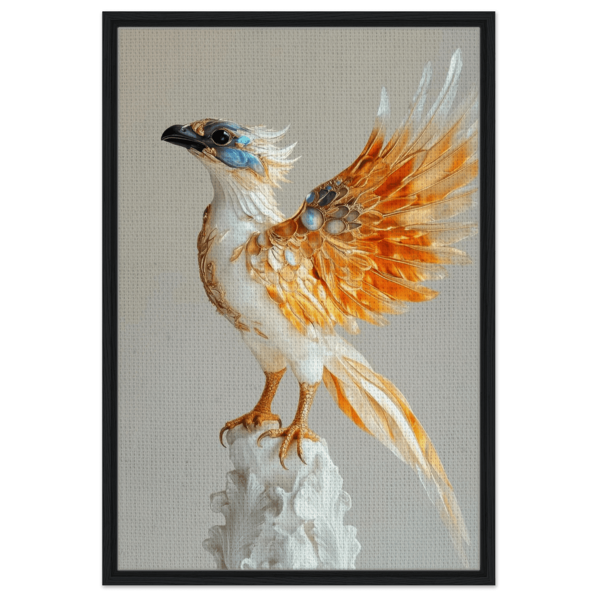 Photorealistic hybrid bird with gilded feathers - Shop Ai Art WebShop - Digital Art online Store