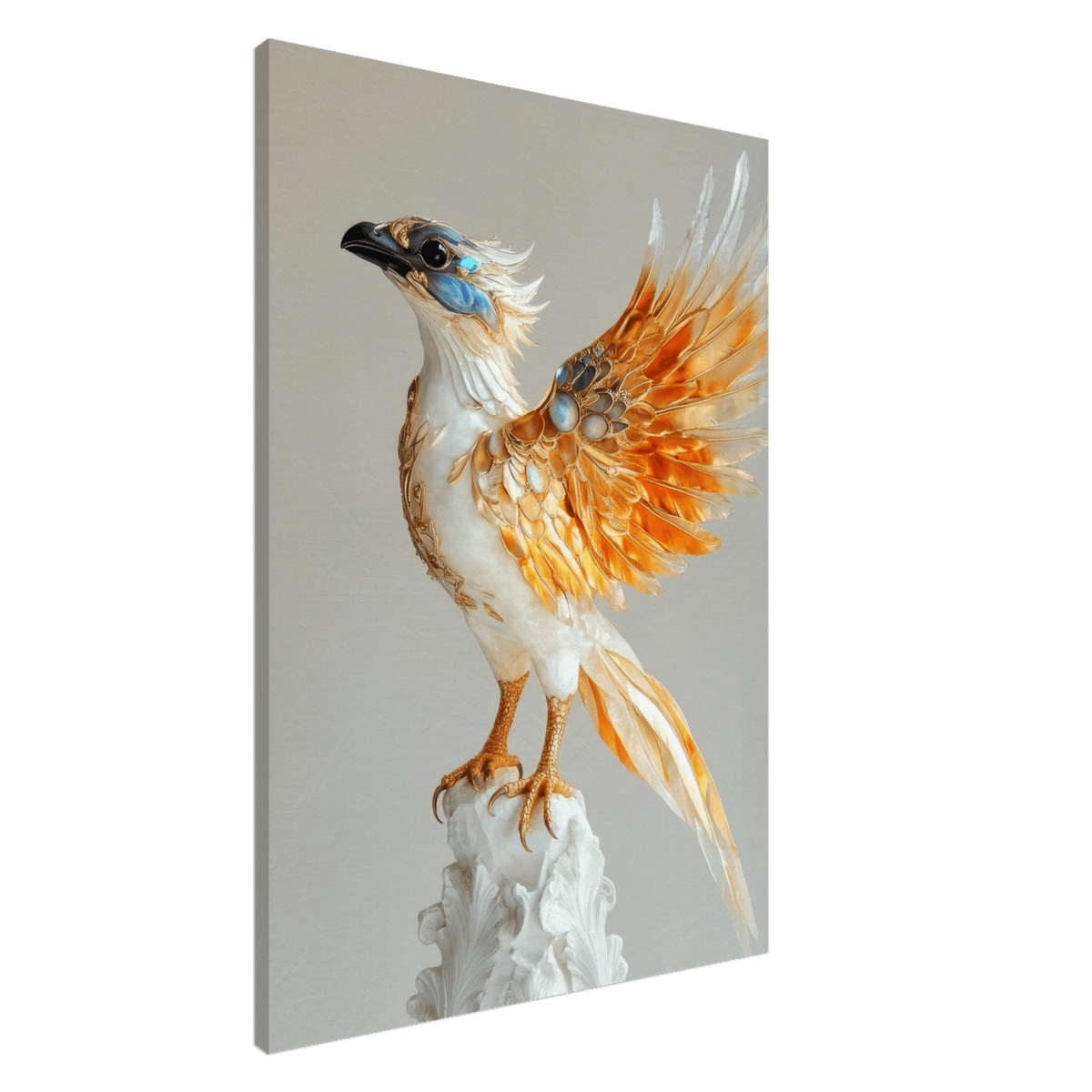 Photorealistic hybrid bird with gilded feathers - Shop Ai Art WebShop - Digital Art online Store