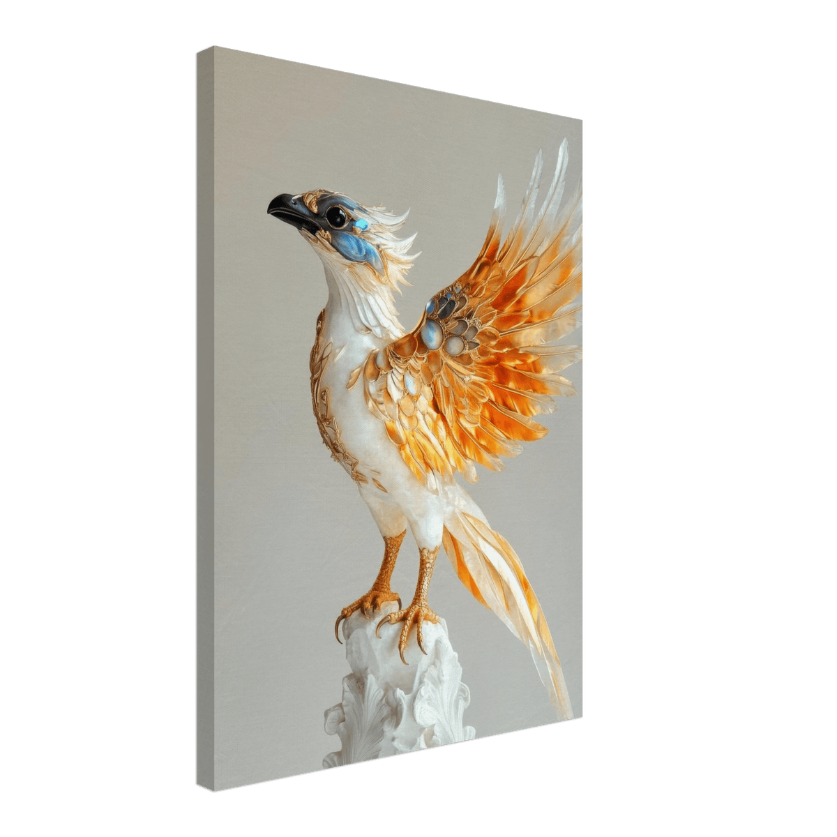 Photorealistic hybrid bird with gilded feathers - Shop Ai Art WebShop - Digital Art online Store