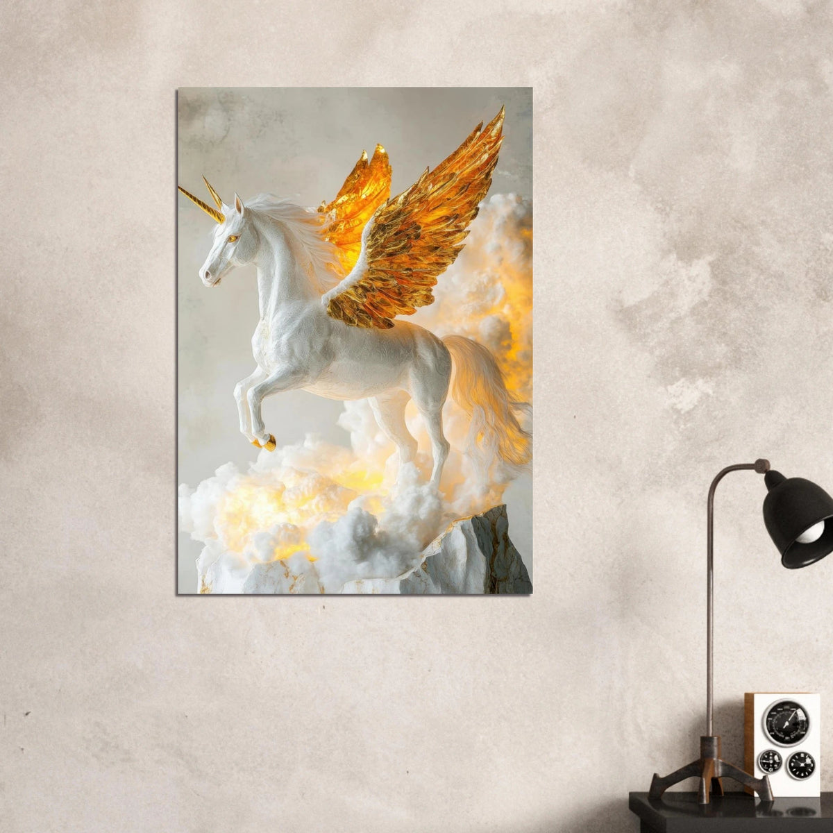 Photorealistic pegasus with golden wings - Shop Ai Art WebShop - Digital Art online Store