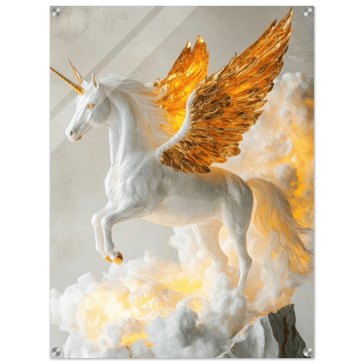 Photorealistic pegasus with golden wings - Shop Ai Art WebShop - Digital Art online Store