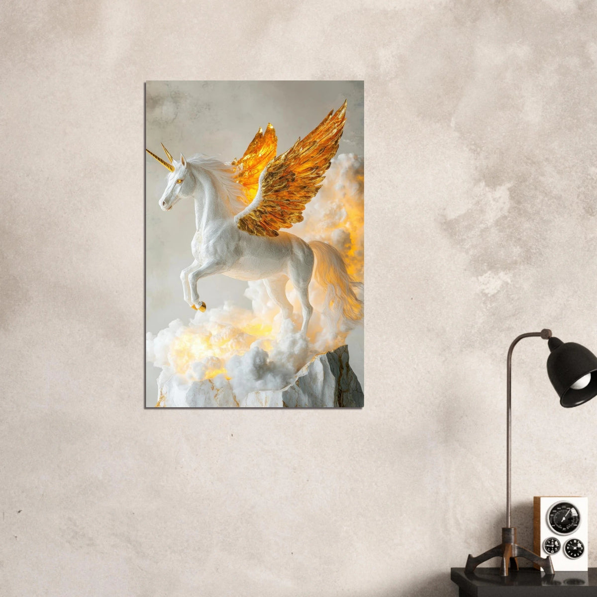 Photorealistic pegasus with golden wings - Shop Ai Art WebShop - Digital Art online Store
