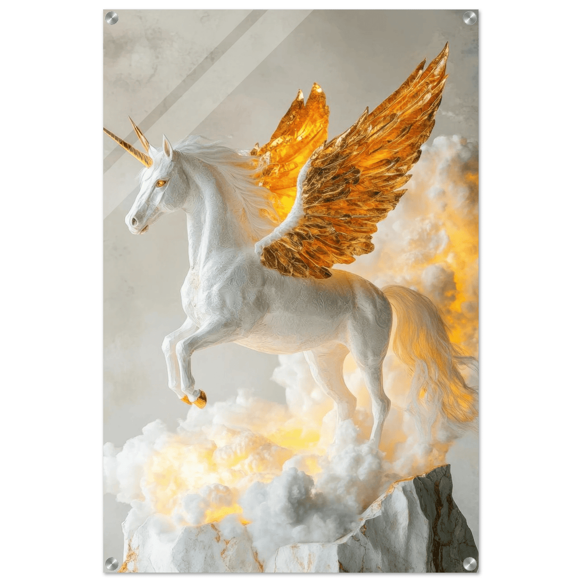 Photorealistic pegasus with golden wings - Shop Ai Art WebShop - Digital Art online Store