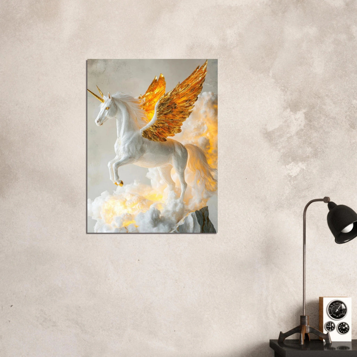Photorealistic pegasus with golden wings - Shop Ai Art WebShop - Digital Art online Store