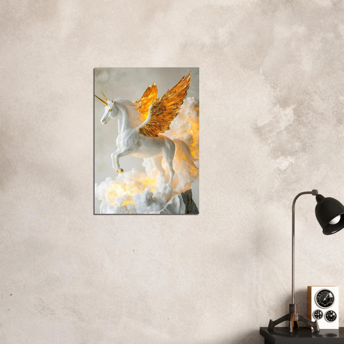 Photorealistic pegasus with golden wings - Shop Ai Art WebShop - Digital Art online Store