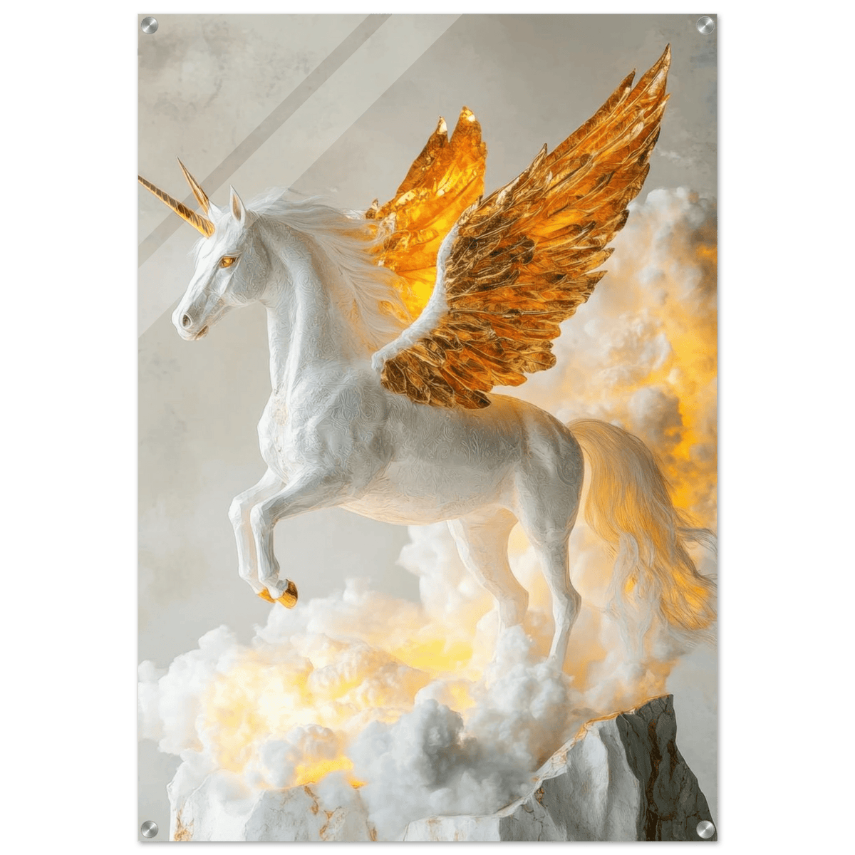 Photorealistic pegasus with golden wings - Shop Ai Art WebShop - Digital Art online Store