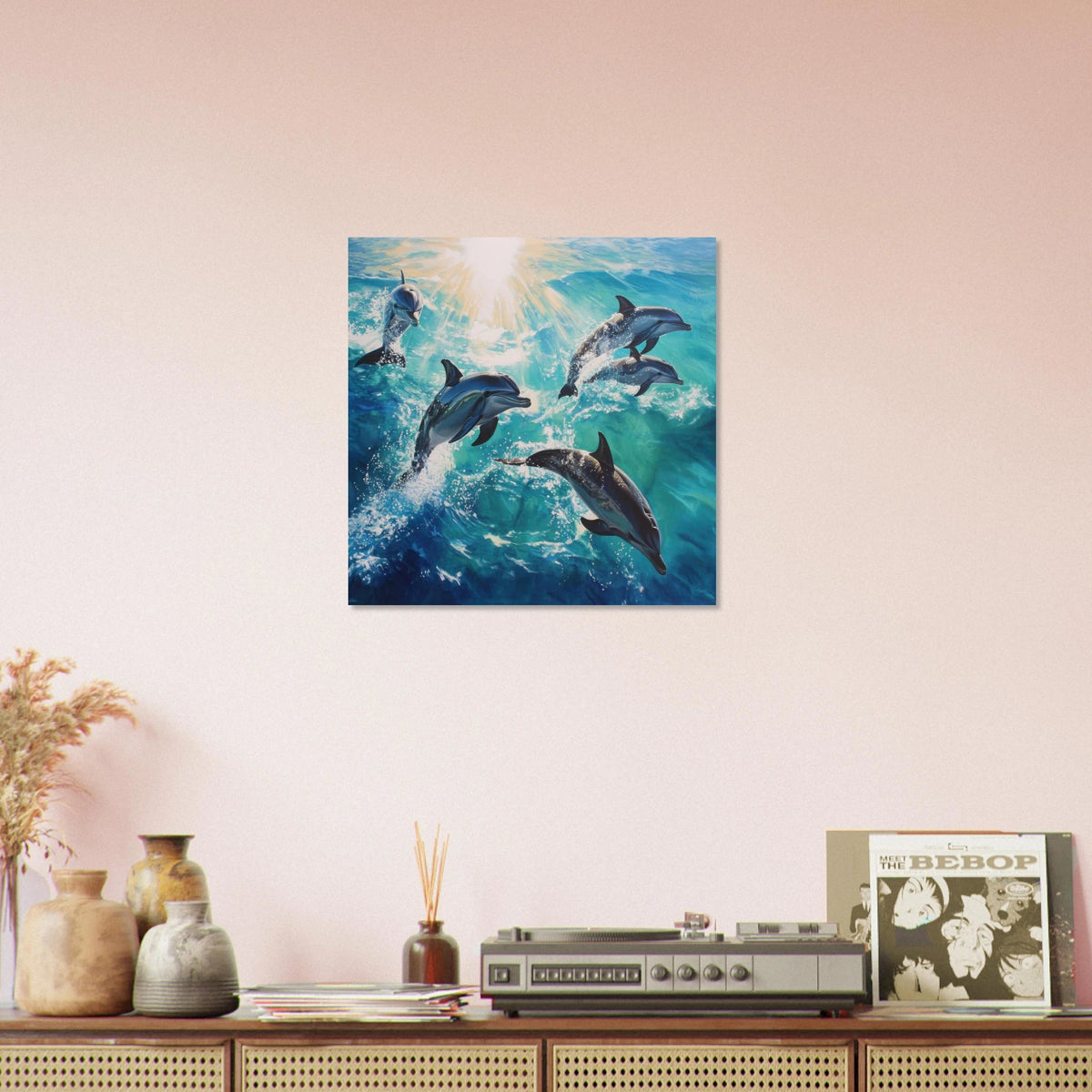 Playful Dolphins in Crystal Clear Waters - Shop Ai Art WebShop - Digital Art online Store