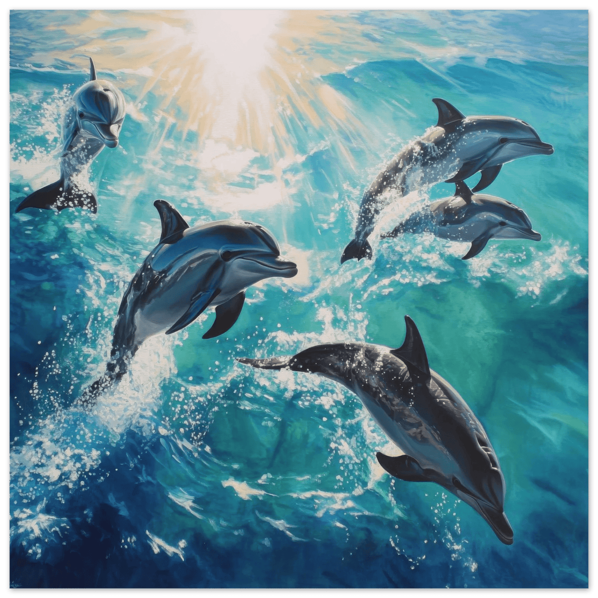 Playful Dolphins in Crystal Clear Waters - Shop Ai Art WebShop - Digital Art online Store