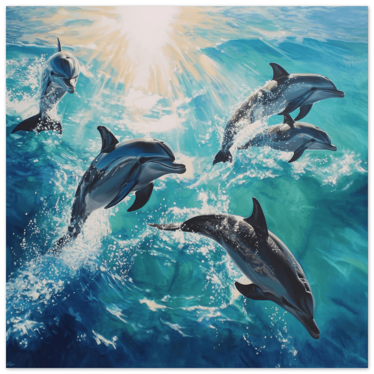 Playful Dolphins in Crystal Clear Waters - Shop Ai Art WebShop - Digital Art online Store