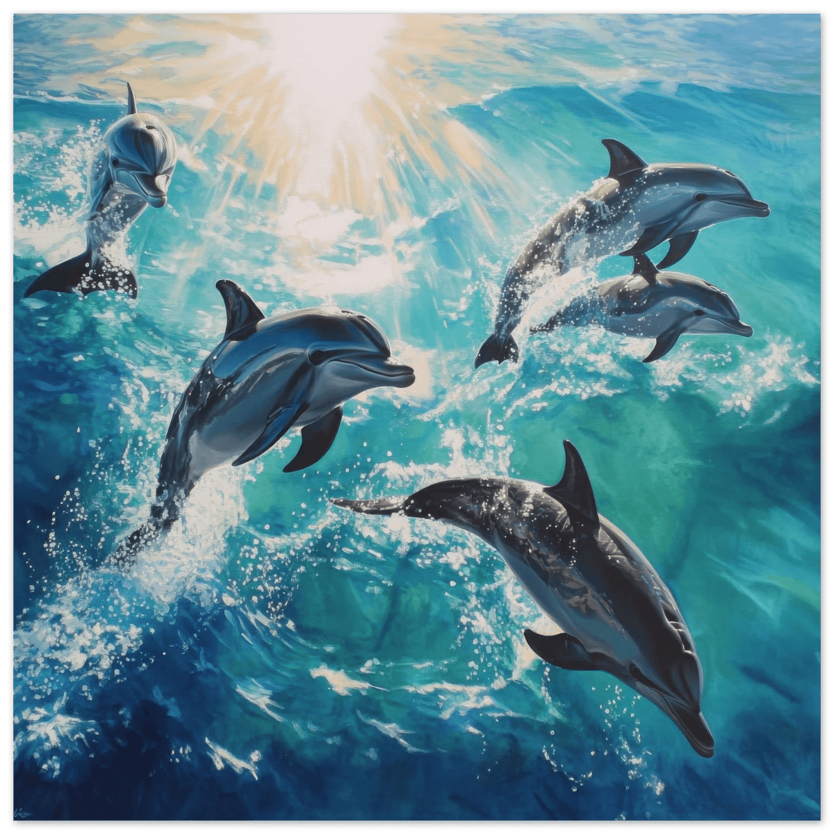 Playful Dolphins in Crystal Clear Waters - Shop Ai Art WebShop - Digital Art online Store