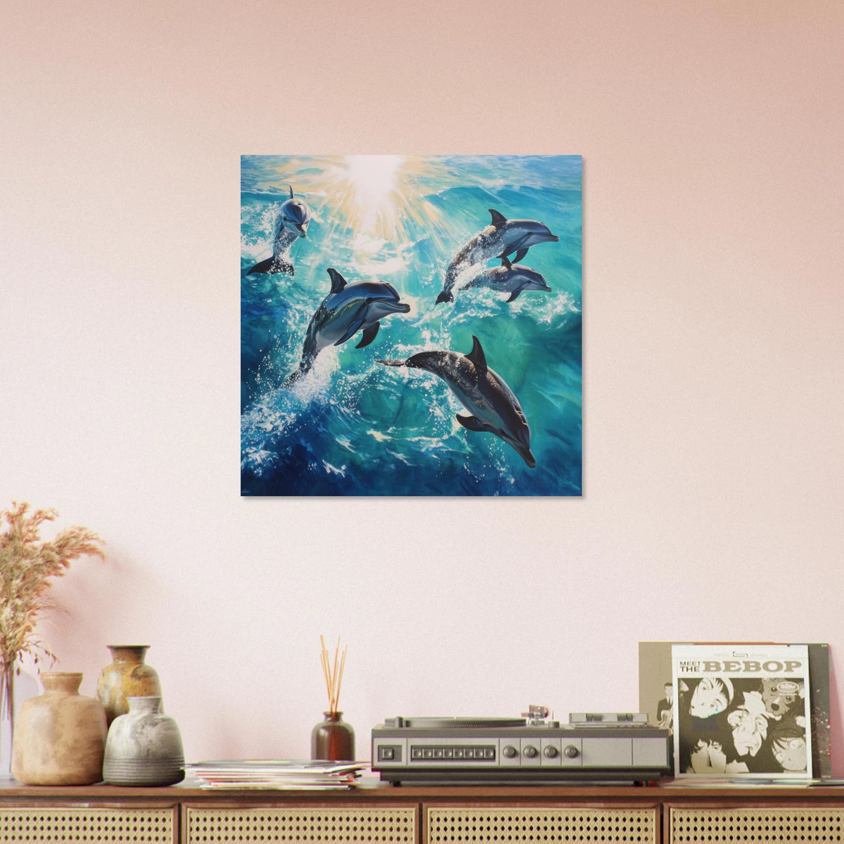 Playful Dolphins in Crystal Clear Waters - Shop Ai Art WebShop - Digital Art online Store