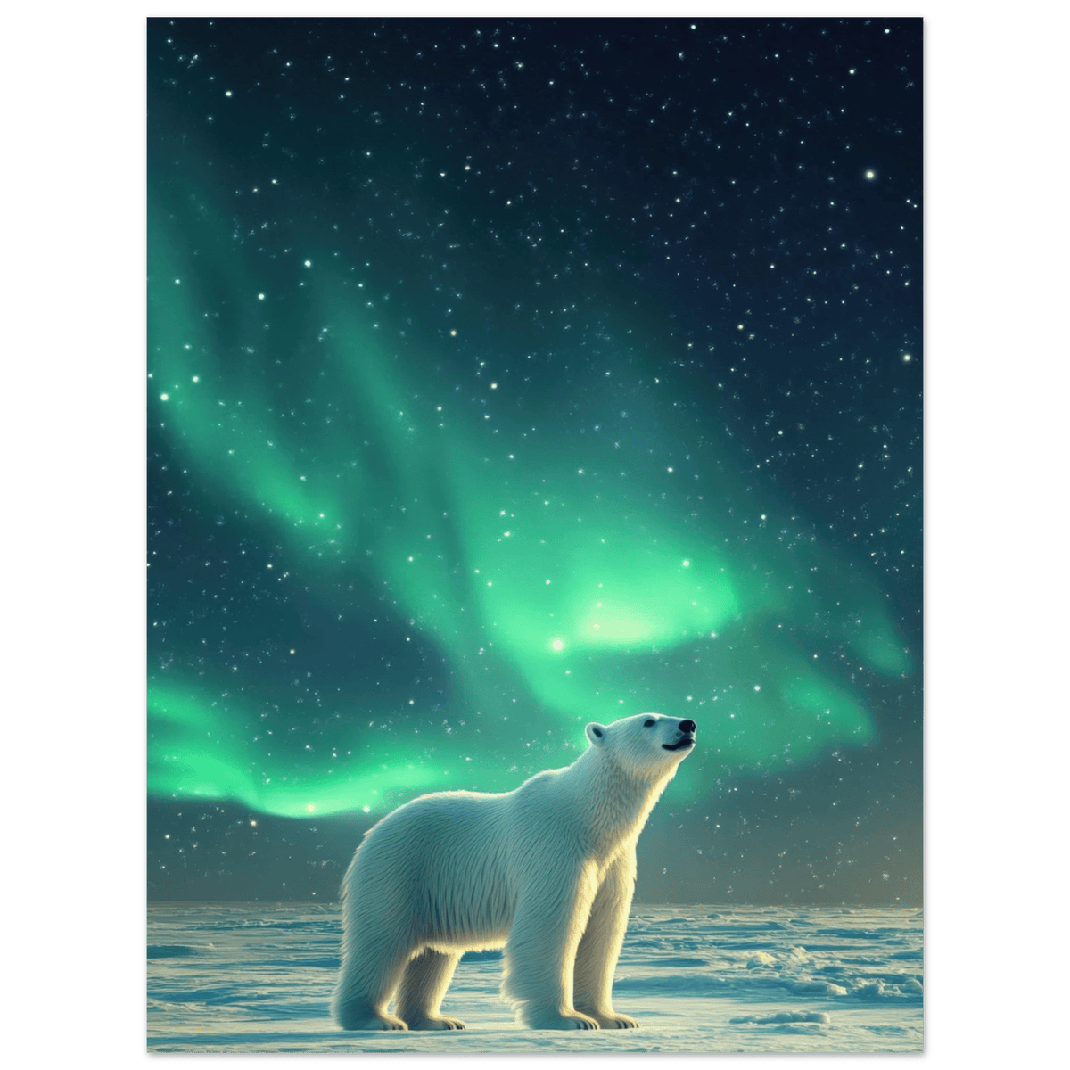Polar Bear Under the Aurora Borealis A solitary 3 - Shop Ai Art WebShop - Digital Art online Store