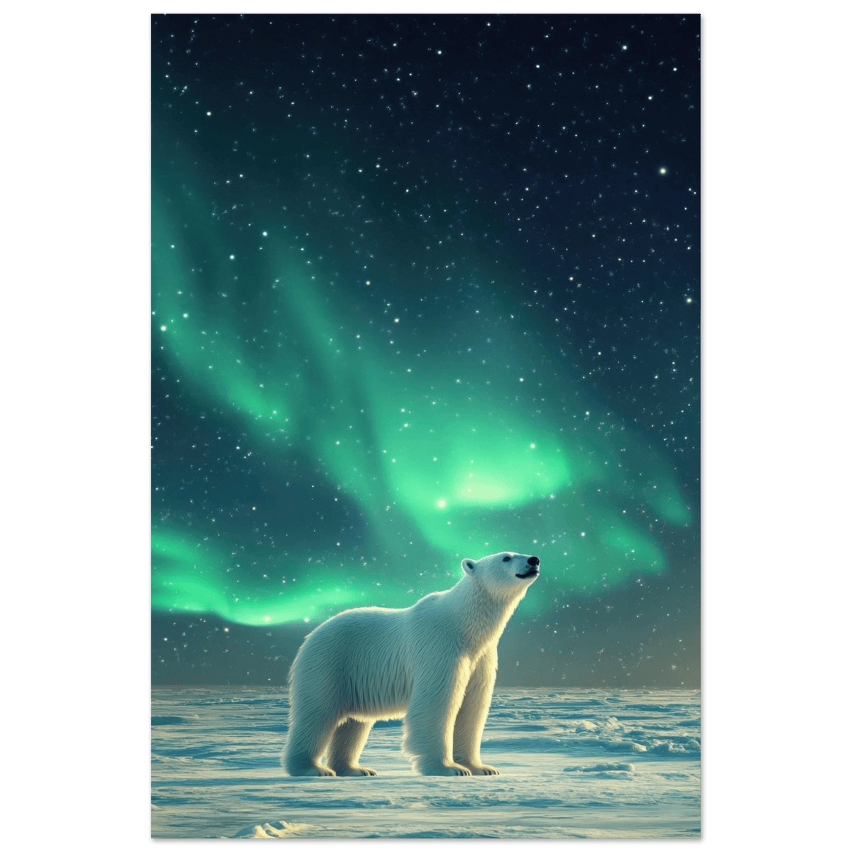 Polar Bear Under the Aurora Borealis A solitary 3 - Shop Ai Art WebShop - Digital Art online Store