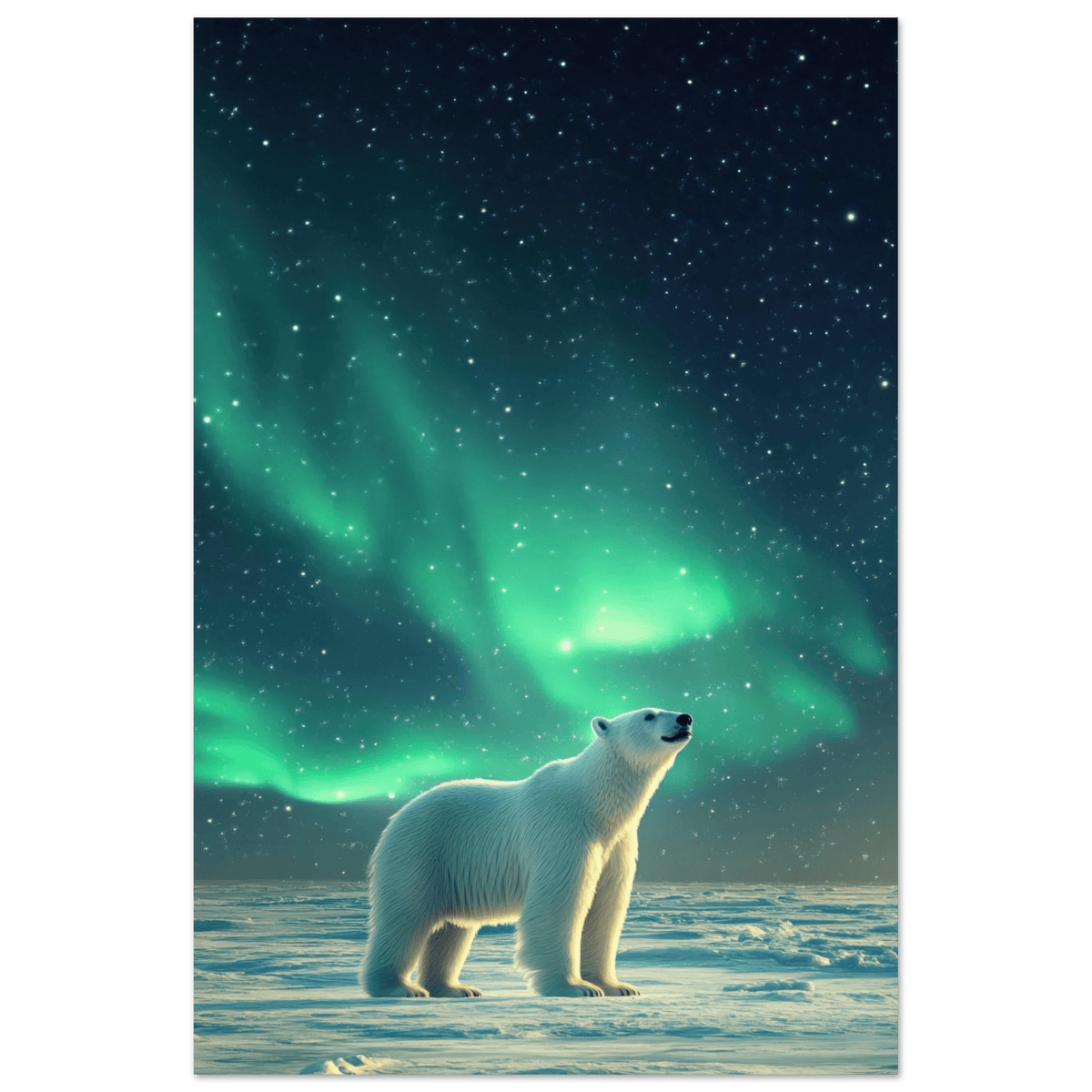Polar Bear Under the Aurora Borealis A solitary 3 - Shop Ai Art WebShop - Digital Art online Store