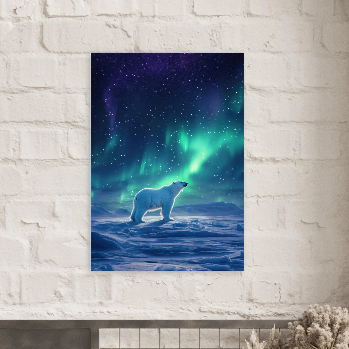 Polar Bear Under the Aurora Borealis A solitary - Shop Ai Art WebShop - Digital Art online Store