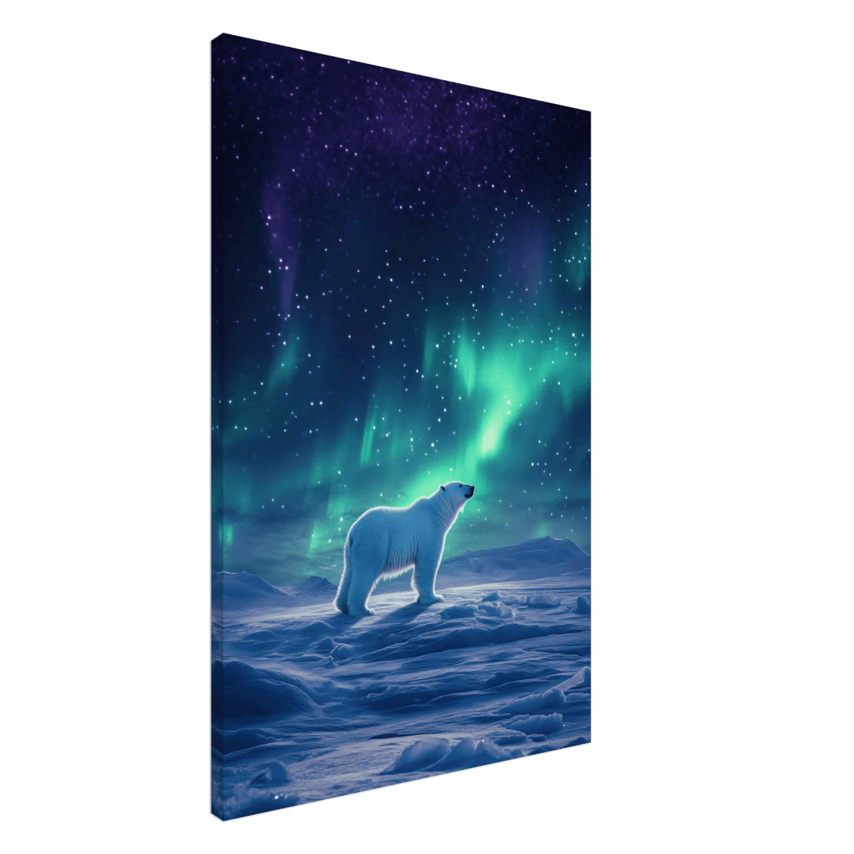 Polar Bear Under the Aurora Borealis A solitary - Shop Ai Art WebShop - Digital Art online Store