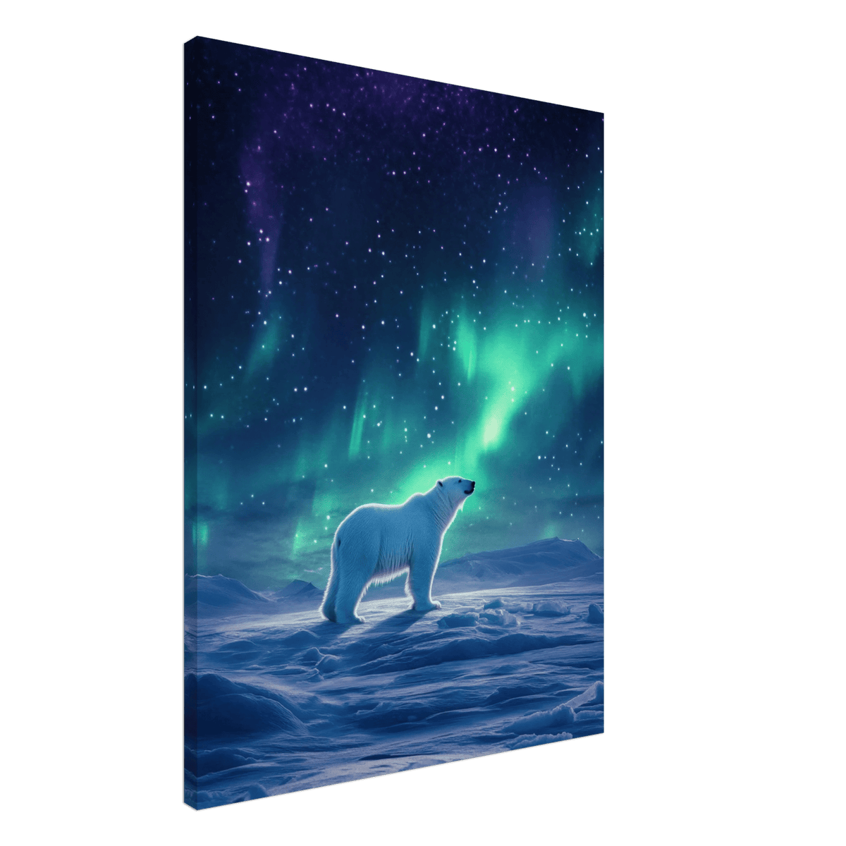 Polar Bear Under the Aurora Borealis A solitary - Shop Ai Art WebShop - Digital Art online Store