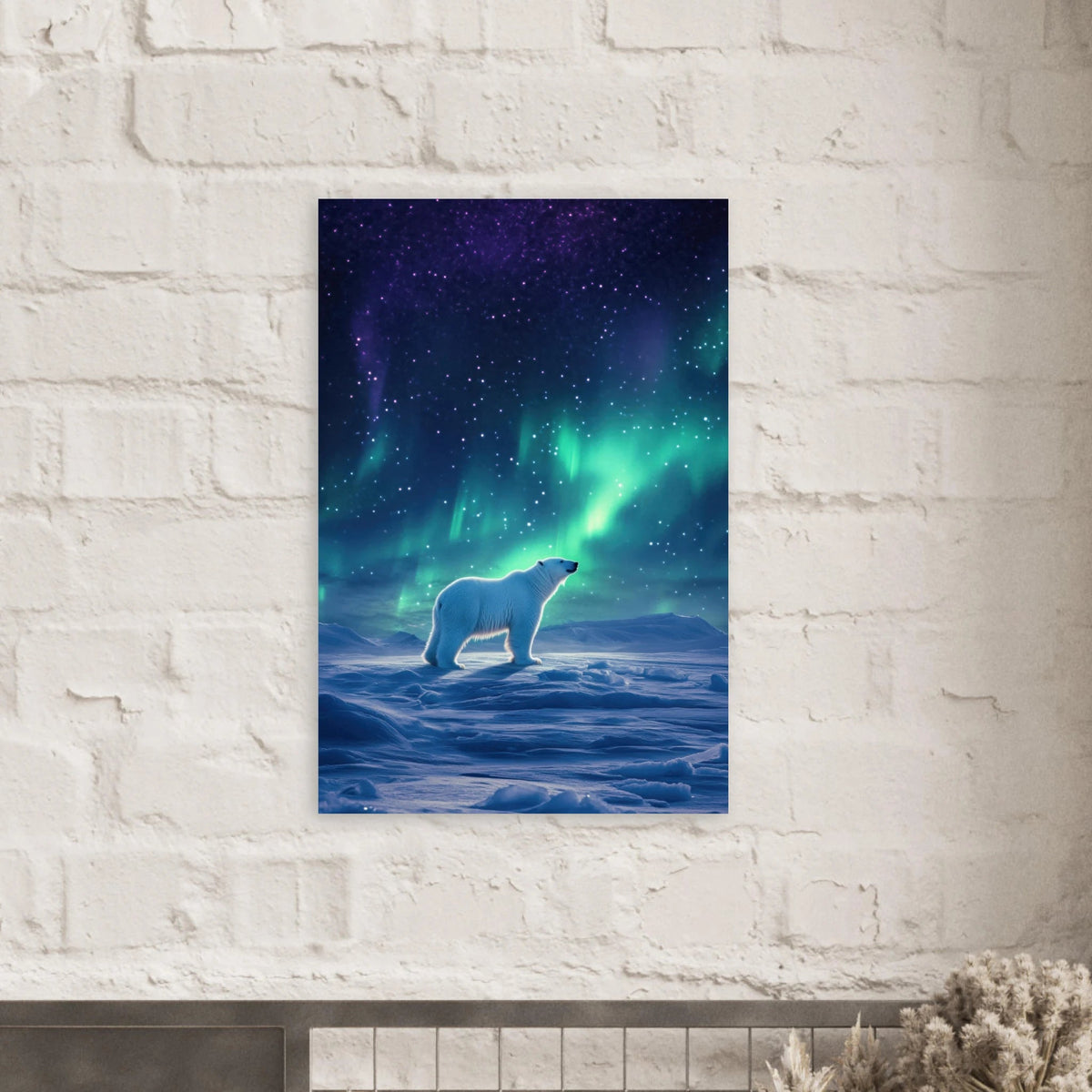 Polar Bear Under the Aurora Borealis A solitary - Shop Ai Art WebShop - Digital Art online Store