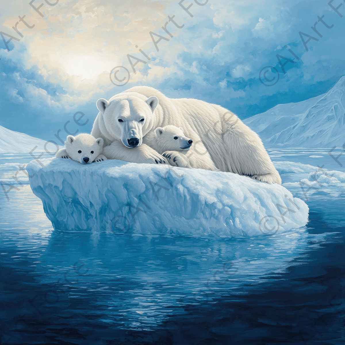 Polar Bears on an Iceberg 3 - Shop Ai Art WebShop - Digital Art online Store