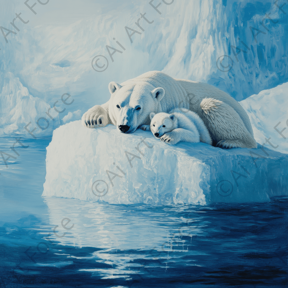 Polar Bears on an Iceberg 4 - Shop Ai Art WebShop - Digital Art online Store