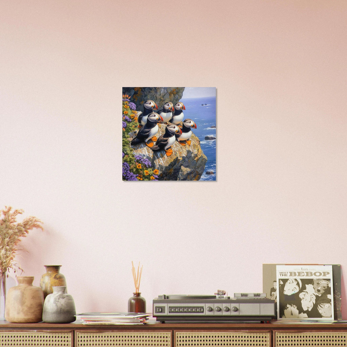 Puffins Nesting on a Cliffside 2 - Shop Ai Art WebShop - Digital Art online Store