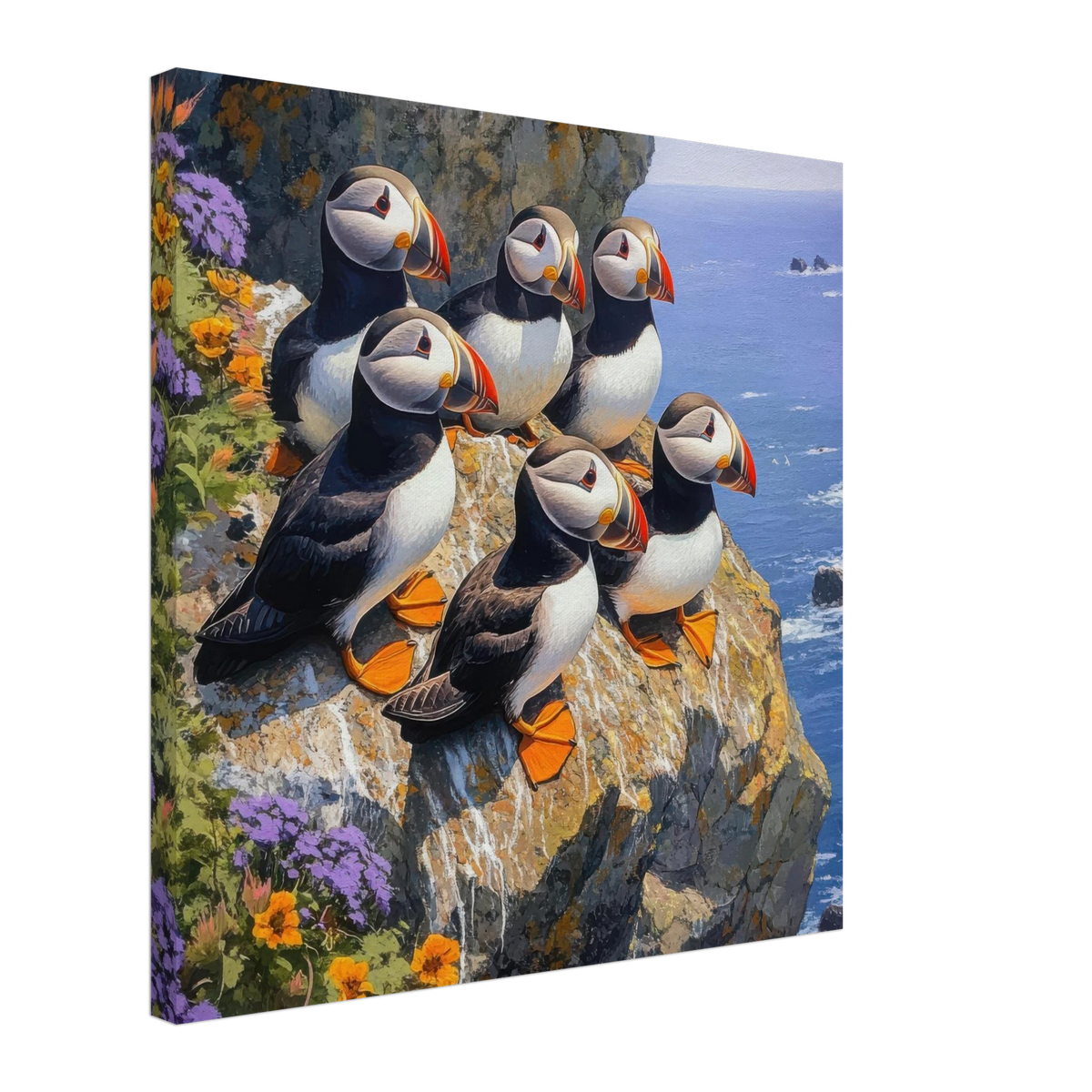 Puffins Nesting on a Cliffside 2 - Shop Ai Art WebShop - Digital Art online Store
