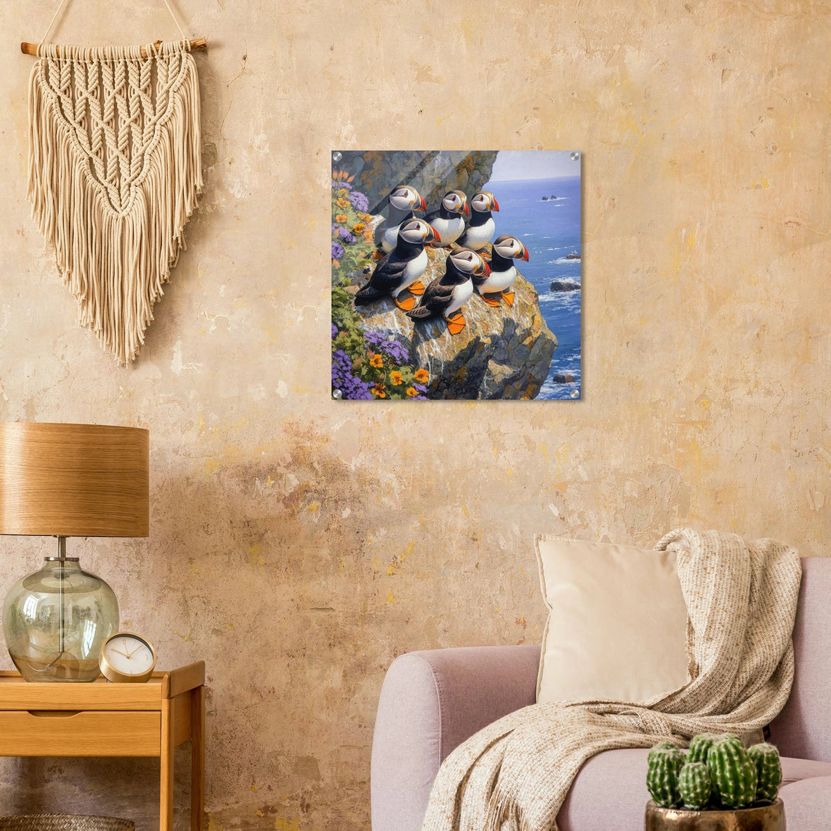 Puffins Nesting on a Cliffside 2 - Shop Ai Art WebShop - Digital Art online Store