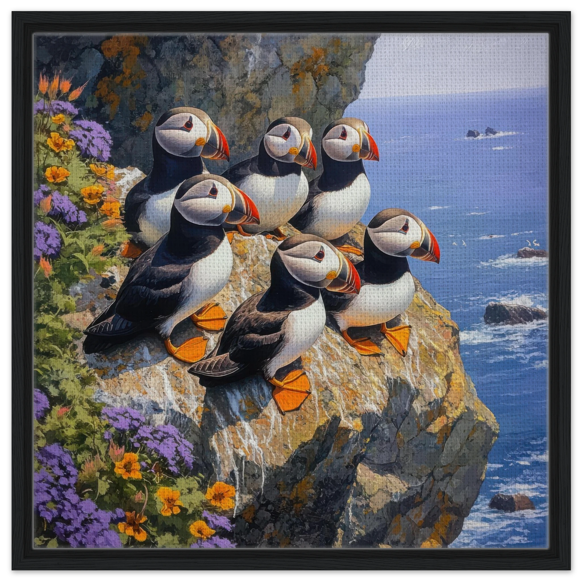 Puffins Nesting on a Cliffside 2 - Shop Ai Art WebShop - Digital Art online Store