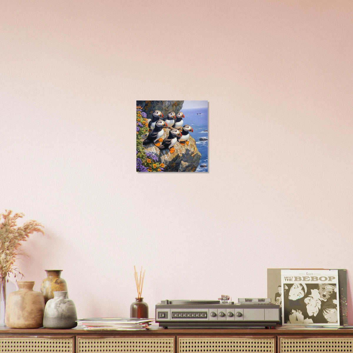 Puffins Nesting on a Cliffside 2 - Shop Ai Art WebShop - Digital Art online Store